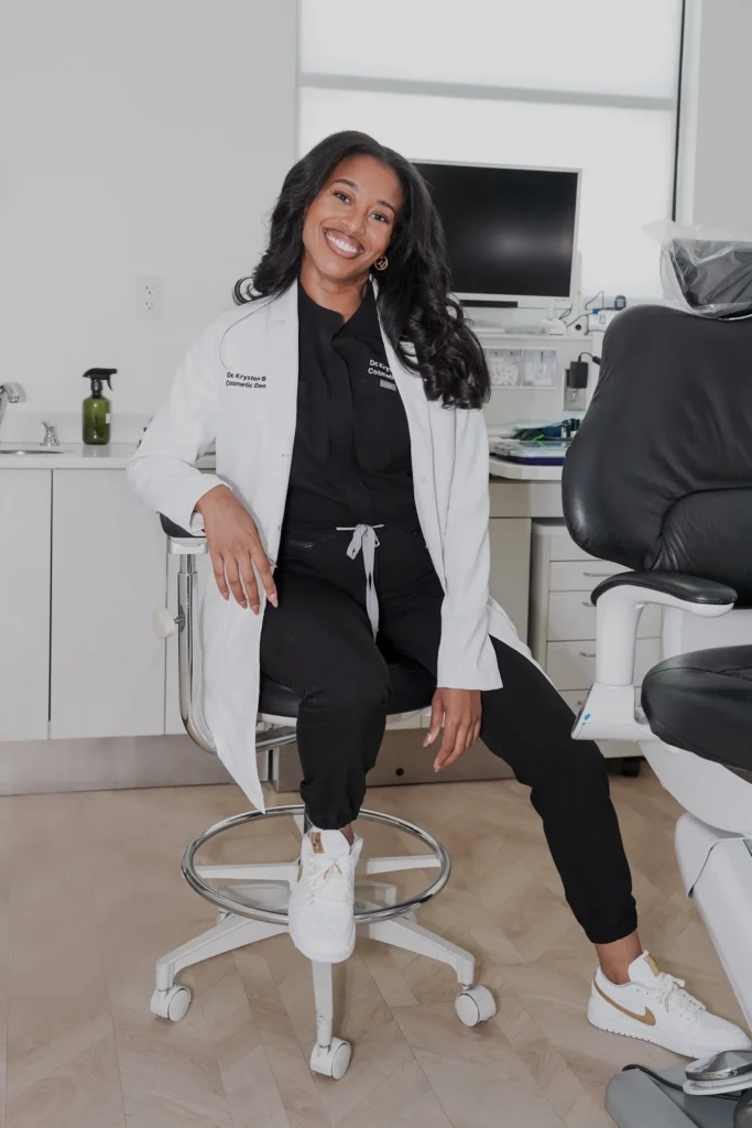 Dr. Krysten Barnes chairside at the Irving practice