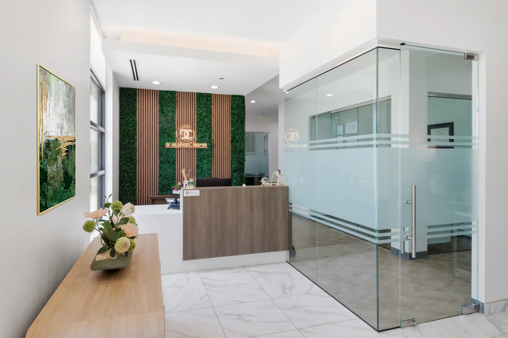 The reception area at Dental Concepts & Orthodontics in Irving, Texas